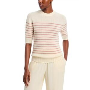 NWT Fabiana Filippi Striped Cashmere Sweater Cream Pink Size Small